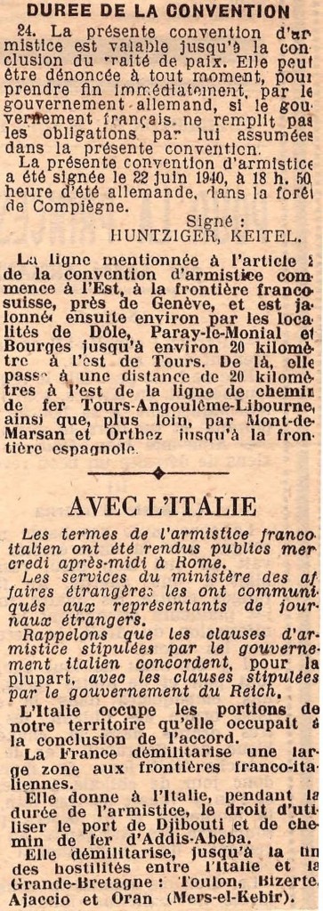 Texte officiel français de la Convention Armistice 2